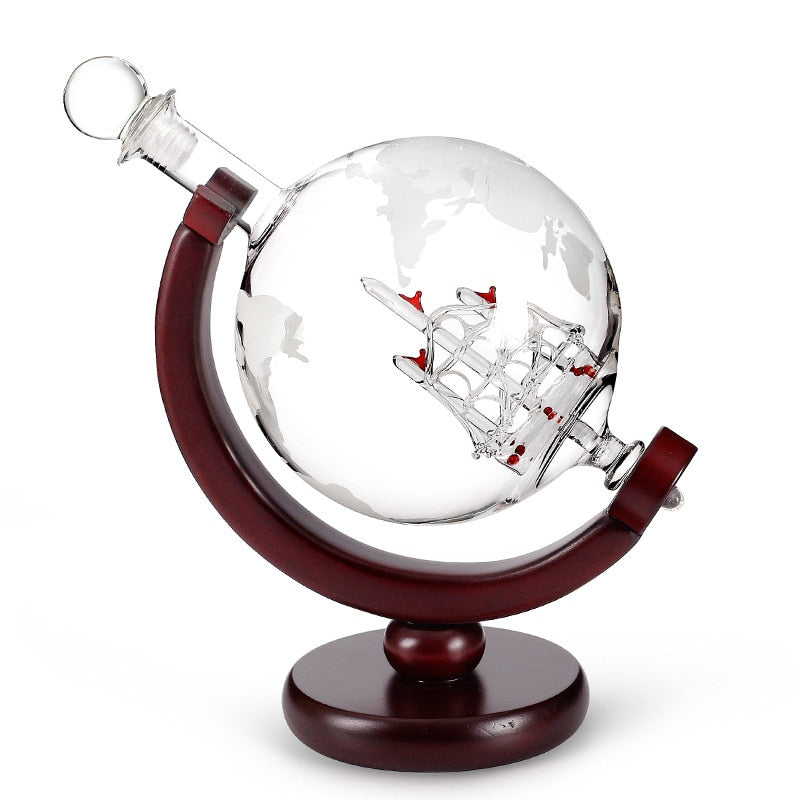Whiskey Decanter Globe Wine Aerator Glass Set